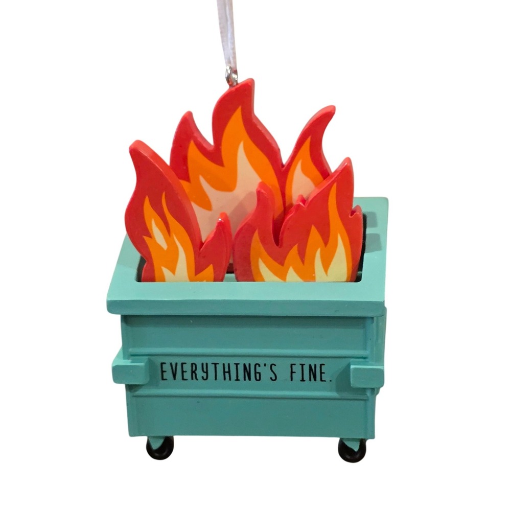 Dumpster Fire Everything's Fine Christmas Ornament Hallmark 2024 Shoebox W Box